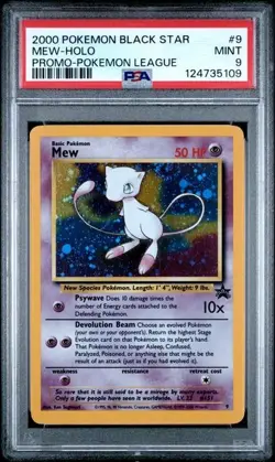 2000 Pokemon Black Star Promo Mew Holo Card #9 Pokemon League Graded PSA 9 - Image 1