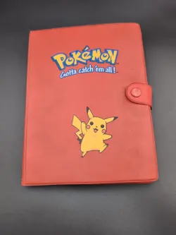 Vintage Red Pikachu Pokemon Card Binder with 108 Cards Base Fossil Jungle Topps - Image 1