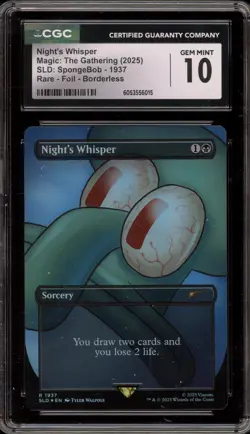 Magic MTG Night's Whisper SpongeBob Secret Lair Foil #1937 CGC 10 Gem Mint - Image 1