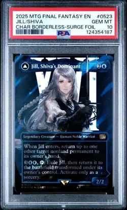 PSA 10 GEM MT Jill Shiva's Dominant Warden Ice Surge Foil 523 MTG Final Fantasy - Image 1