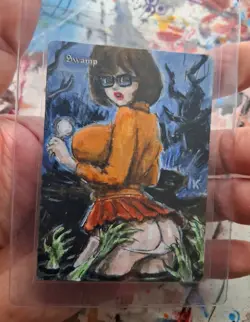 Altered Mtg Hand Painted Swamp One Of A Kind - Image 2