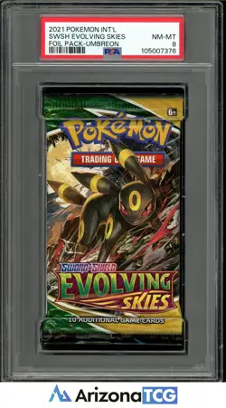 Pokemon 2021 Umbreon Graded Booster Pack Evolving Skies PSA 8 - Image 1