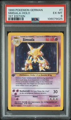 1999 POKEMON GERMAN 1ST ED #1 SIMSALA-HOLO PSA 6 - Image 1