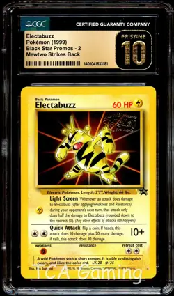 CGC 10 PRISTINE Electabuzz # 2 WOTC WB Black Star PROMO Pokemon Card 181 - Image 1