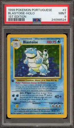 Pokemon Blastoise Base Set 1st Edition PORTUGUESE Holo Rare #2 PSA 9 Mint - Image 1