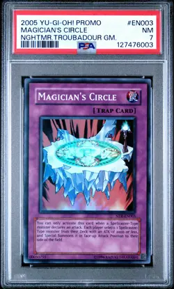 2005 YU-GI-OH! PROMO NIGHTMARE TROUBADOUR GAME #EN003 MAGICIAN'S CIRCLE PSA 7 - Image 1