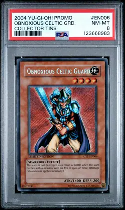 2004 YU-GI-OH! PROMO COLLECTOR TINS #EN006 OBNOXIOUS CELTIC GUARD PSA 8 - Image 1
