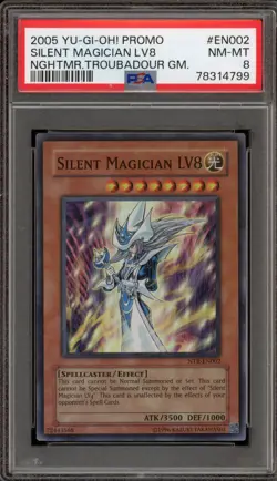 Yu-Gi-Oh! Silent Magician LV8 Nightmare Troubadour GM. Promo NTR-EN002 PSA 8 - Image 1