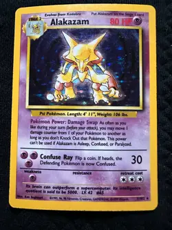 Pokemon Card - Alakazam Holo 1/102 Base Set WOTC 1999 - NM-LP - Image 1