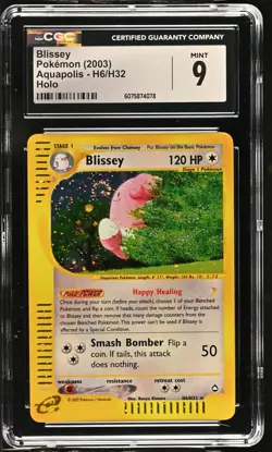 CGC 9 MINT Blissey 2003 Aquapolis H6/H32 Holo SWIRL Pokemon Card - Image 1