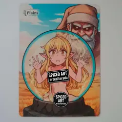 Altered Art MTG Card - Plains - Snow Globe Elven Anime Girl - Spiced Art - Image 1