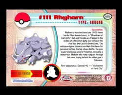 2000 Pokemon RHYHORN Topps Chrome SERIES 2 Edition T.V. Set Card #111 Rare MINT - Image 2