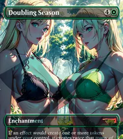 Doubling Season Blondes RETIRED Anime Waifu Style Card For EDH and Playtest - Image 1
