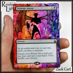 Diabolic Intent Alter - Hand Painted MTG Altered Art - Magic the Gathering Demon - Image 1