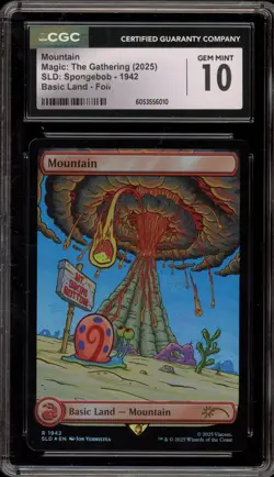Magic MTG Mountain SpongeBob Secret Lair Foil #1942 CGC 10 Gem Mint - Image 1