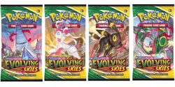 Sealed Evolving Skies Pokemon TCG Booster Packs Complete Art Set (4 Packs) - Image 1