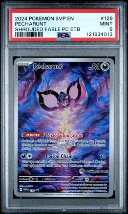 2024 POKEMON SHROUDED FABLE POKEMON CENTER ETB PROMO #129 PECHARUNT PSA 9 - Image 1