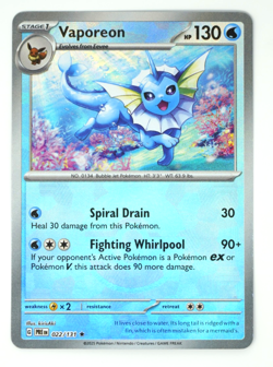 Vaporeon Poke Ball Pattern Holo Rare 022/131 Pokemon TCG Prismatic Evolutions NM - Image 1