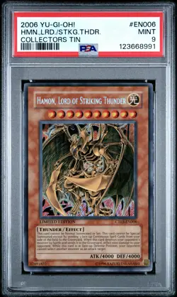 2006 YU-GI-OH! COLLECTORS TIN #EN006 HAMON, LORD OF STRIKING THUNDER PSA 9 - Image 1