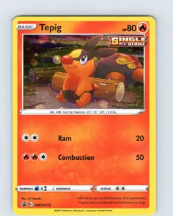Pokemon TCG Tepig Black Star Promo SWSH172 Cosmo Holo promo Card LP-NM - Image 1