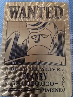 RARE FRANKY One Piece Anime 24K Gold Flake Wanted Card CCG USA SELLER - Image 2