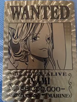 RARE NAMI One Piece Anime 24K Gold Flake Wanted Card CCG USA SELLER - Image 2