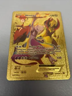 Pokemon Mewtwo EX 163/162 170HP Gold Metal High Quality Fan Art Card M/NM - Image 1