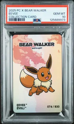 2025 POKEMON CENTER X BEAR WALKER COLLECTION CARDS EEVEE 74/930 PSA 10 - Image 1