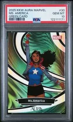 2025 KAKAWOW AURA MARVEL GREEN CARD #30 MS. AMERICA 11/25 PSA 10 - Image 1