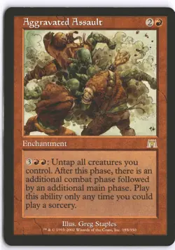 MTG Aggravated Assault (185) *Non-Foil* Base Rare Onslaught 2002 NM/MT Comb Ship - Image 1