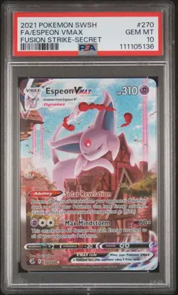 2021 POKEMON SWORD & SHIELD FUSION STRIKE SECRET FULL ART/ESPEON VMAX PSA 10 - Image 1