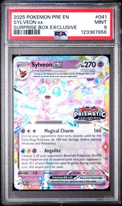 2025 POKEMON PRE EN-PRISMATIC EVOLUTIONS SURPRISE BOX EXCLUSIVE SYLVEON EX PSA 9 - Image 1