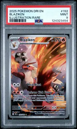 2025 POKEMON DRI EN-DESTINED RIVALS ILLUSTRATION RARE #192 BLAZIKEN PSA 9 - Image 1