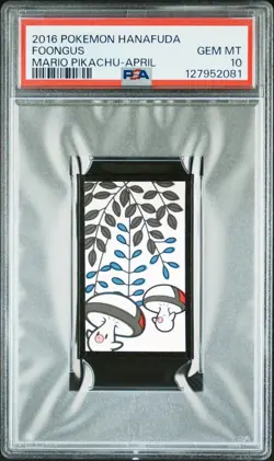 2016 POKEMON HANAFUDA MARIO PIKACHU APRIL FOONGUS PSA 10 - Image 1