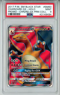 POKEMON BLACK STAR PROMO CHARIZARD GX SM60 FULL ART HOLO PSA 9 MINT #43149494 - Image 1