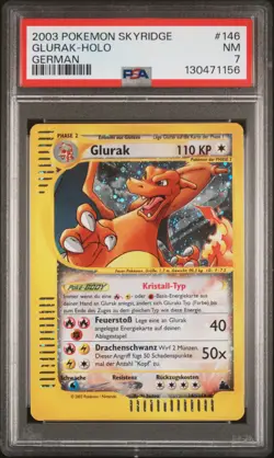 2003 POKEMON SKYRIDGE GERMAN #146 GLURAK-HOLO PSA 7 - Image 1