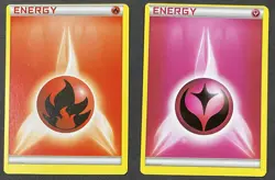 Pokemon ERROR Cut Miscut Alignment Dot 2013 Basic Energy Fire Fairy LP - Image 1
