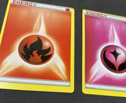 Pokemon ERROR Cut Miscut Alignment Dot 2013 Basic Energy Fire Fairy LP - Image 2