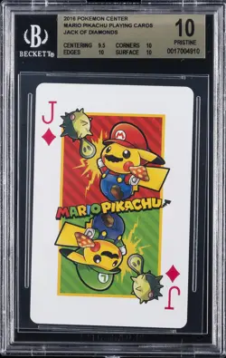 2016 POKEMON CENTER MARIO PIKACHU PLAYING CARDS JACK OF DIAMONDS BGS 10 - Image 1