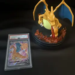 Pokemon Charizard v TCG SWSH050 Sword & Shield Promo Card PSA 10 And Figure - Image 1