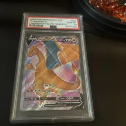 Pokemon Charizard v TCG SWSH050 Sword & Shield Promo Card PSA 10 And Figure - Image 2