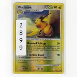 Pokemon TCG Raichu 27/99 DPP Arceus Reverse Holo Rare Card EN-MP 2009 - Image 3