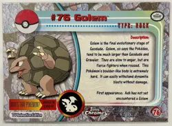 GOLEM #76, Series 1 - 2000, Topps TV Animation Edition Chrome Pokemon Card - Image 5