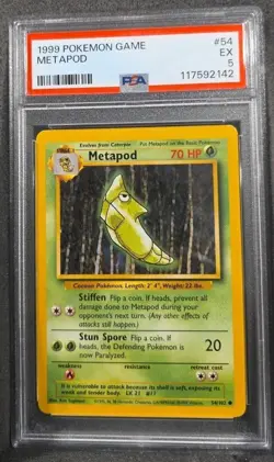 POKEMON CARD METAPOD 54 BASE SET #54 VINTAGE GRADED PSA 5 WIZARDS WOTC - Image 1