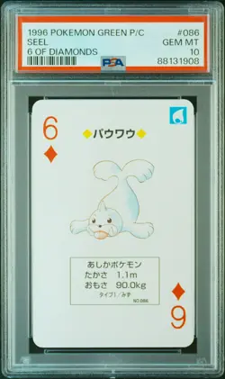 1996 POKEMON GREEN VERSION PLAYING CARDS 6 OF DIAMONDS #086 SEEL PSA 10 - Image 1