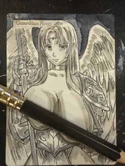 MTG Altered Art Anime Guardian Growth Hand drawn - Image 1