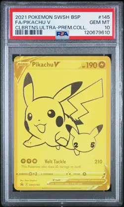 2021 POKEMON SWSH BLACK STAR PROMO #145 FULL ART/PIKACHU V PSA 10 - Image 1