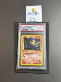 2000 POKEMON GYM HEROES #1 BLAINE'S MOLTRES HOLO-1ST EDITION [SWIRL] [PSA 8] 🌀 - Image 2