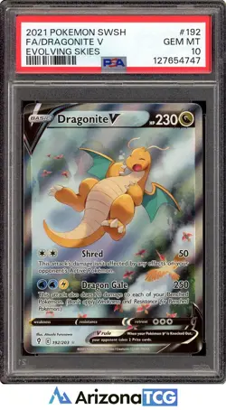 Pokemon 2021 Dragonite V 192/203 Alt Art Evolving Skies GEM MINT PSA 10 - Image 1