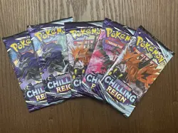 Four Pokemon Chilling Reign Sword & Shield Sealed Booster Pack - Lot Of 5 - Image 1